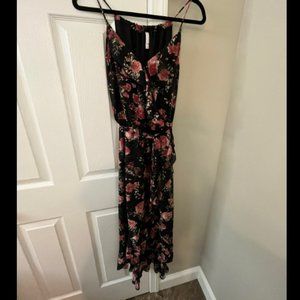 Floral Faux Wrap High-Low Maxi Dress